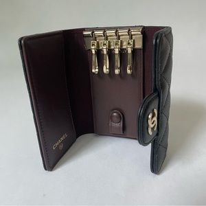CHANEL Key Holder Wallet Black Caviar Gold Hardware